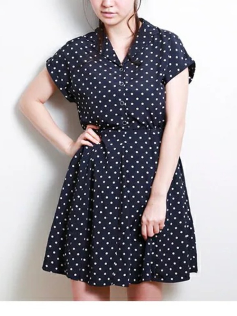 EARTH MUSIC & ECOLOGY POLKA DOT PULLOVER DRESS